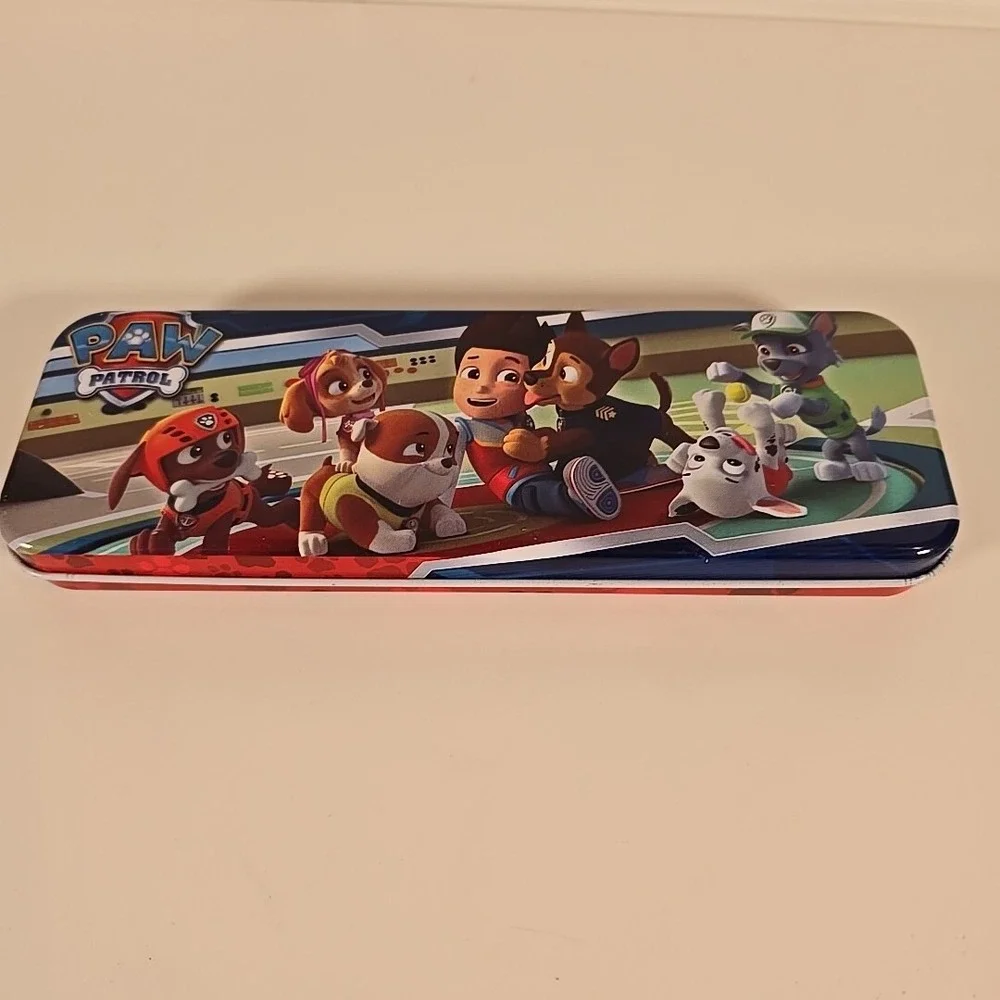 Paw Patrol Tin‎ Pencil Case Box With Colored Markers And Stamp Opened/Unused